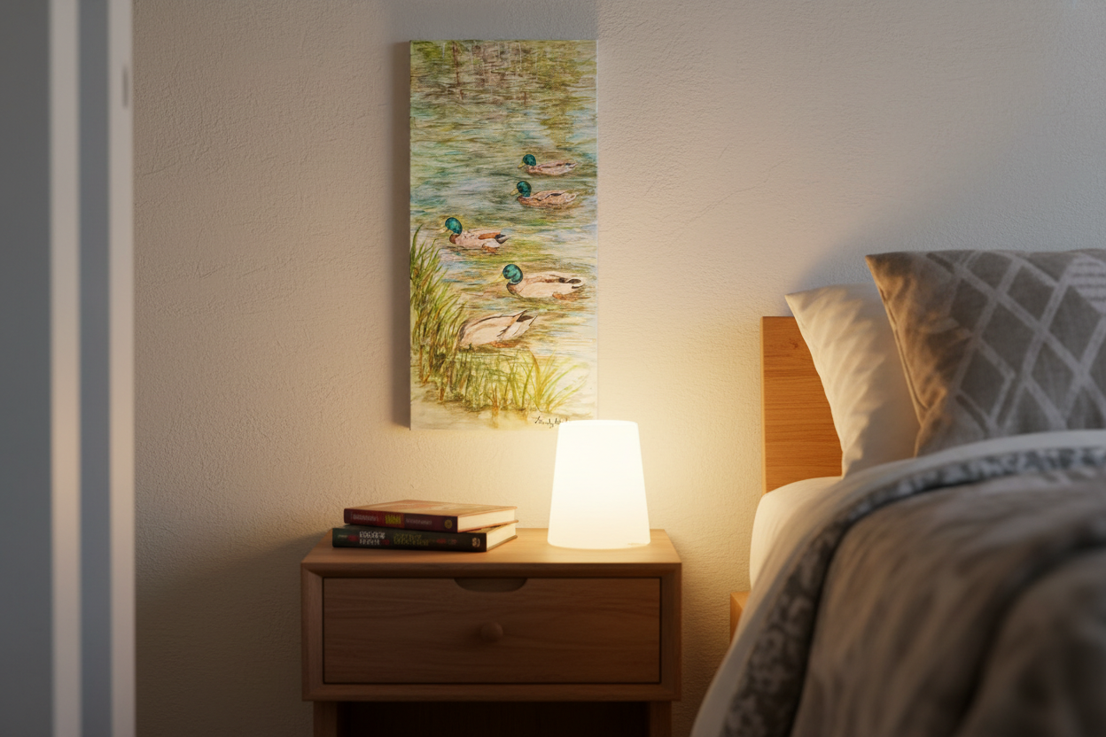 Canvas above nightstand