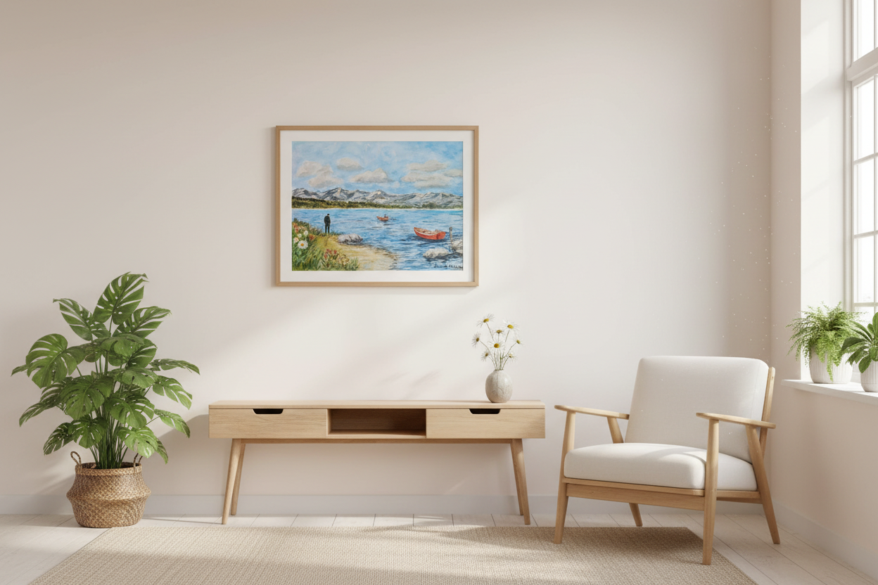 Summer Serenity by the Fjord - Original Watercolor Art NEW